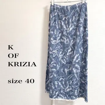 K OF KRIZIA 블루 계열 잎 패턴 롱 스커트 size 40