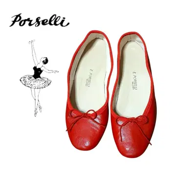 Porselli 포르셀리 발레 슈즈 레드 핸드메이드