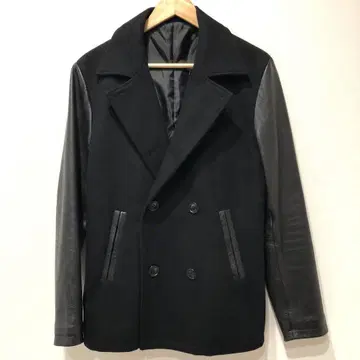 LISS 더블 브레스트 피 코트 블랙