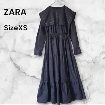 ZARA 자라 블랙 티어드 원피스 세일러 카라 XS