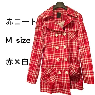 VERO MODA 빨간색 x 화이트 체크 트렌치코트 M 크리스마스 컬러