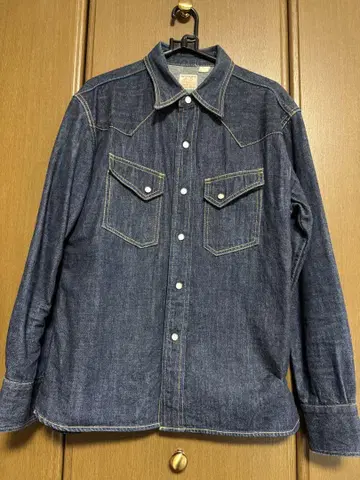 THE FLAT HEAD 데님 셔츠 다크 블루