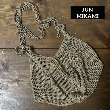 JUN MIKAMI 골드 인터넷 편물 숄더백