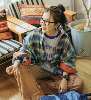 니코앤드 [be with M] 미사요 컬러풀 체크 셔츠 블루
