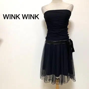 WINK WINK 블랙 컬러 레이스 디자인 오프숄더 드레스