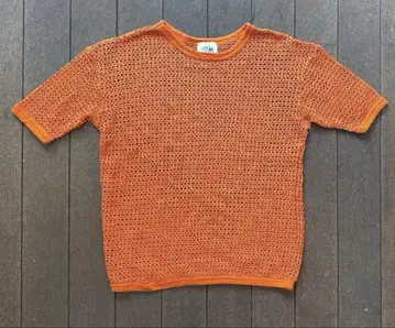 vintage 오렌지 시스루 편직 T셔츠