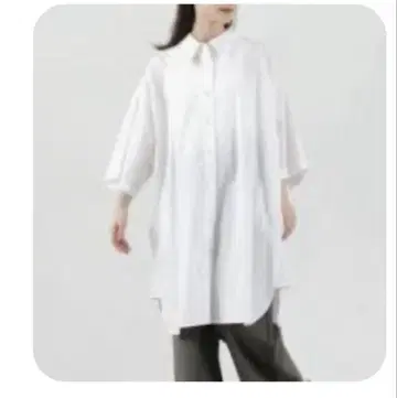미즈이로 인디 오버 하프 슬리브 와이드 셔츠 튜닉