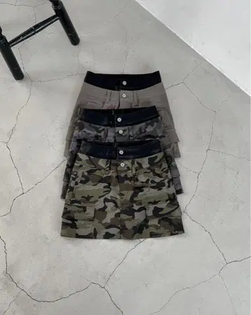 menot 더블 허리 밀리터리 미니 스커트 카모 패턴 미니 스커트