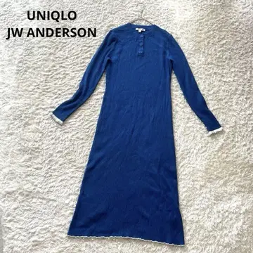 UNIQLO JW ANDERSON 리브 니트 원피스 긴팔 블루