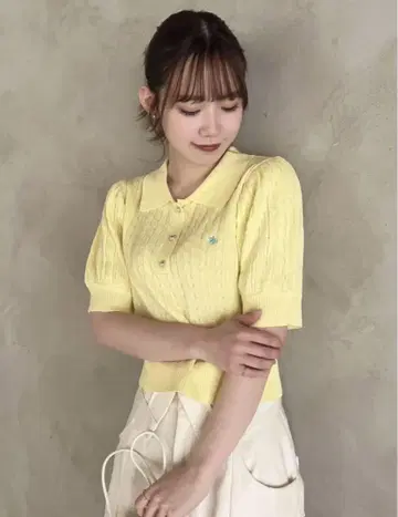 [ POLO BCS 콜라보 ] 케이블 폴로 니트탑