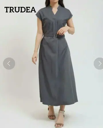 새상품급 TRUDEA 린넨 스키퍼 프렌치 원피스