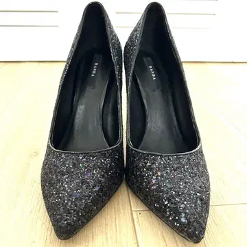 새상품급 RANDA 글리터 하이힐 펌프스 블랙 23.5cm 란다