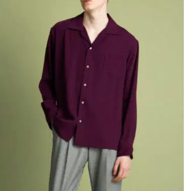 UNITED TOKYO 새틴 오픈 카라 롱 슬리브 셔츠