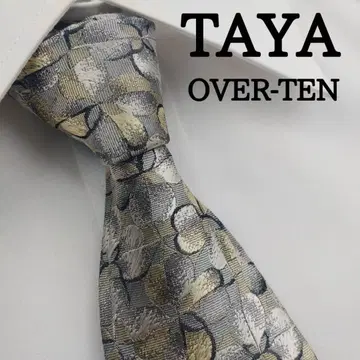 타야 over-ten 고급 실크 넥타이 올 패턴 그레이