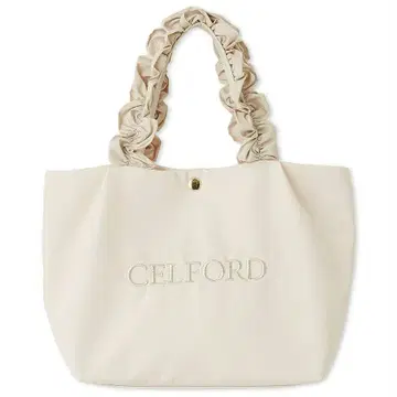CELFORD 플룸 프릴 라메 자수 토트백 아이보리