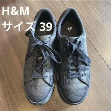 H&M PU 가죽 스니커즈 네이비 39