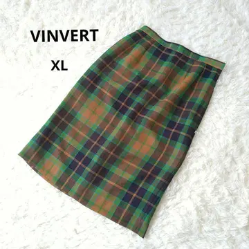 VINVERT 체크 무늬 타이트 스커트 13/XL 울 혼방