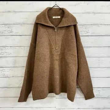 Brown&Sea 하프 지퍼 브라운 니트 빅 루즈 한국 스타일 여성용 F