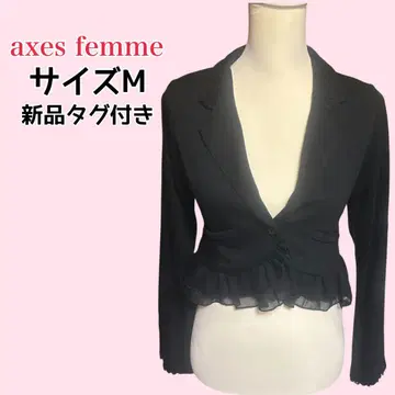 axes femme 택 포함 새상품 레이스 프릴 숏 기장 가디건 M 블랙