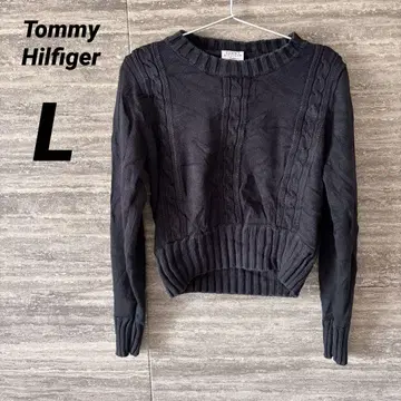 Tommy Hilfiger 코튼 스웨터 크롭 니트 L 케이블 짜임