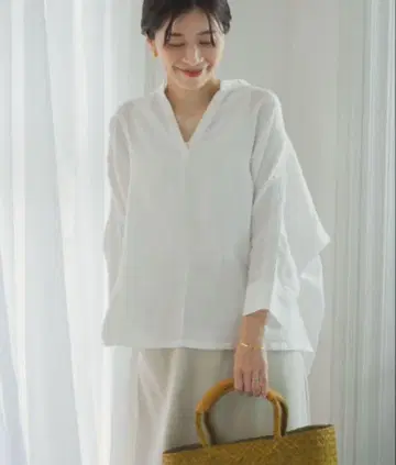 린넨 100% 어반 리서치 도어스 블라우스 셔츠 레이스 7부 기장