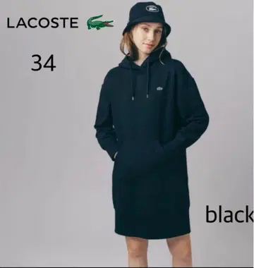 LACOSTE 블랙 후드 원피스 후디 로고 악어 블랙