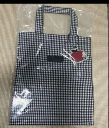 미사용 새상품 택 포함 파미리아 깅엄 체크 토트백 블랙