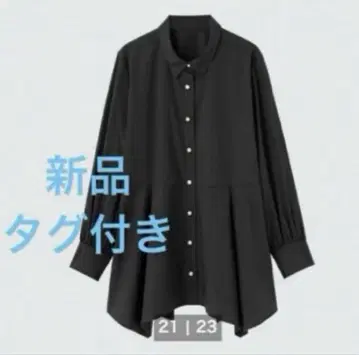 PLST 새상품 펄 버튼 페플럼 블라우스 M 사이즈 블랙