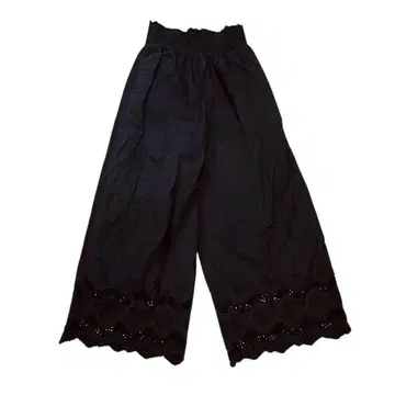 ZARA 자라 블랙 와이드 팬츠 레이스 밑단 ( XS ) 면 100%