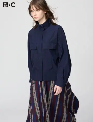 UNIQLO U 코튼 스탠드 카라 셔츠 자켓