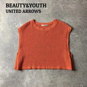 [ BEAUTY&YOUTH ] 코튼 시스루 니트 숏 기장 베스트