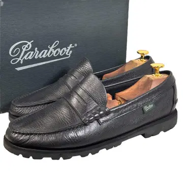 파라부트 7 25.5 코로 레이드 그레인 가죽 코인 로퍼 블랙