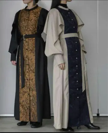 Ezick Jacquard line 셔츠 드레스 자카드 원피스