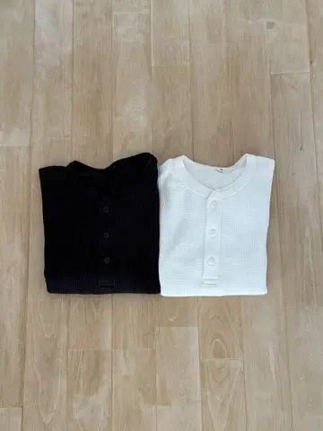 UNIQLO 와플 헨리넥 T셔츠 2장 세트 XL