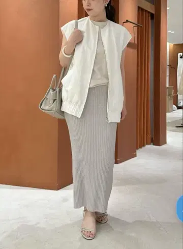 리브 드와 라메 니트 핏 스커트