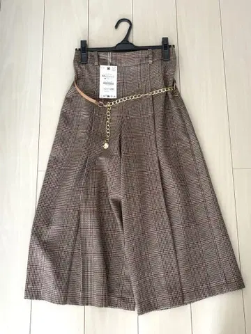 ZARA 하운드투스 패턴 롱 버뮤다 팬츠 체인 벨트 포함