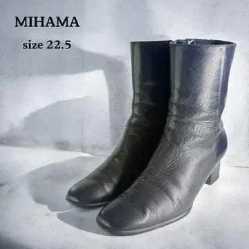 MIHAMA 미 숏부츠 (22.5) 사이드 지퍼 가죽 블랙