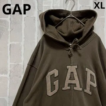 GAP 갭 지퍼 후드티 맨투맨 자수 로고 XL 브라운 속기모