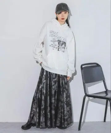 블랙 플레어 스커트 롱