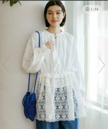 택 포함 미사용 새상품 nico and - 코튼처치 드레스 튜닉 화이트