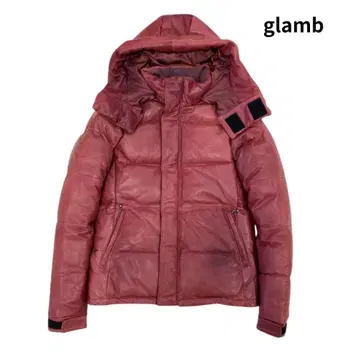 glamb  램 가죽 후드 다운 자켓 와인 레드 1 천연 가죽