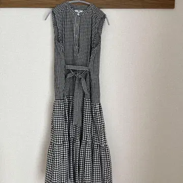 UNIQLO C 체크 무늬 슬리브리스 롱 원피스 M