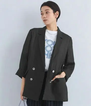 새상품급 그린 라벨 시어 라미 셔츠 자켓 블랙