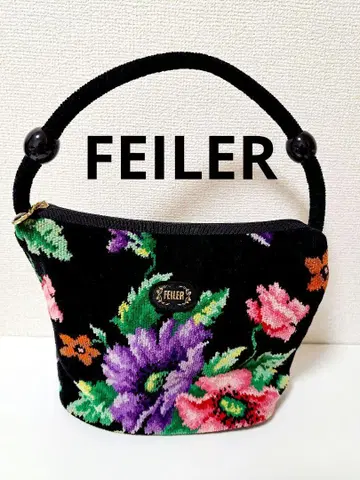 FEILER 페이 꽃무늬 자수 계량 핸드백 미니백 컨디션 최상