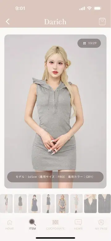 DARICH 다리치 그레이 미니 원피스 맨투맨 원피스 F