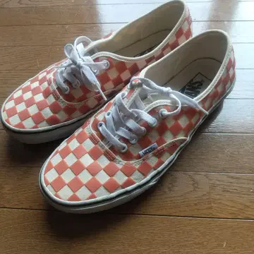 VANS 체커보드 스니커즈 오렌지/화이트