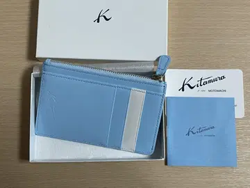 새상품 Kitamura 키타무라 스카이블루 가죽 카드 케이스