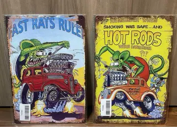 ratfink 자동차 스케이트보드 ratfink 스티커 폭탄 양철 간판