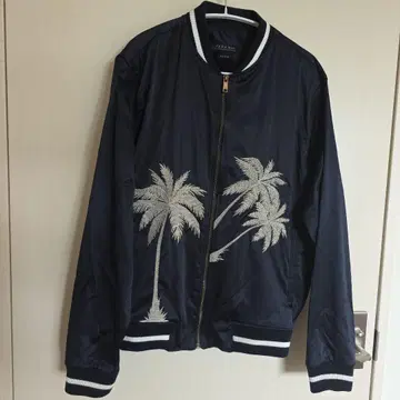 ZARA MAN 스카잔 USA M 사이즈 야자수 자수 블루종