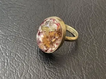 H.P.FRANCE 빈티지풍 레진 플라워 크로스 반지 10호